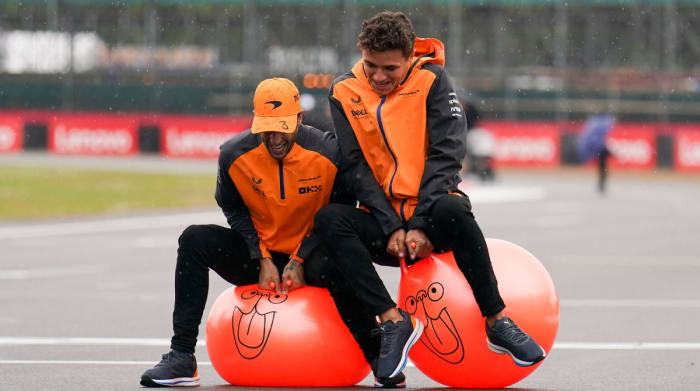 Lando Norris on a space hopper, porpoising with Daniel Ricciardo during the FORMULA 1 LENOVO BRITISH GRAND PRIX at Silverstone Circuit, Silverstone, United Kingdom on 30 June 2022